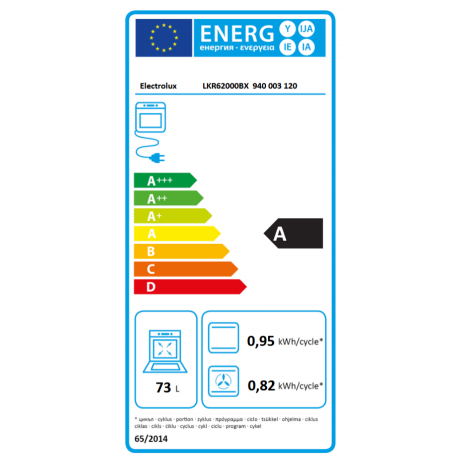 Electrolux LKR62000BX Κεραμική Κουζίνα 73lt Inox